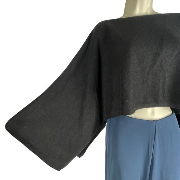Henri Bendel 100% Cashmere Boatneck T Cape Sweater Black One Size - Picture 5 of 8